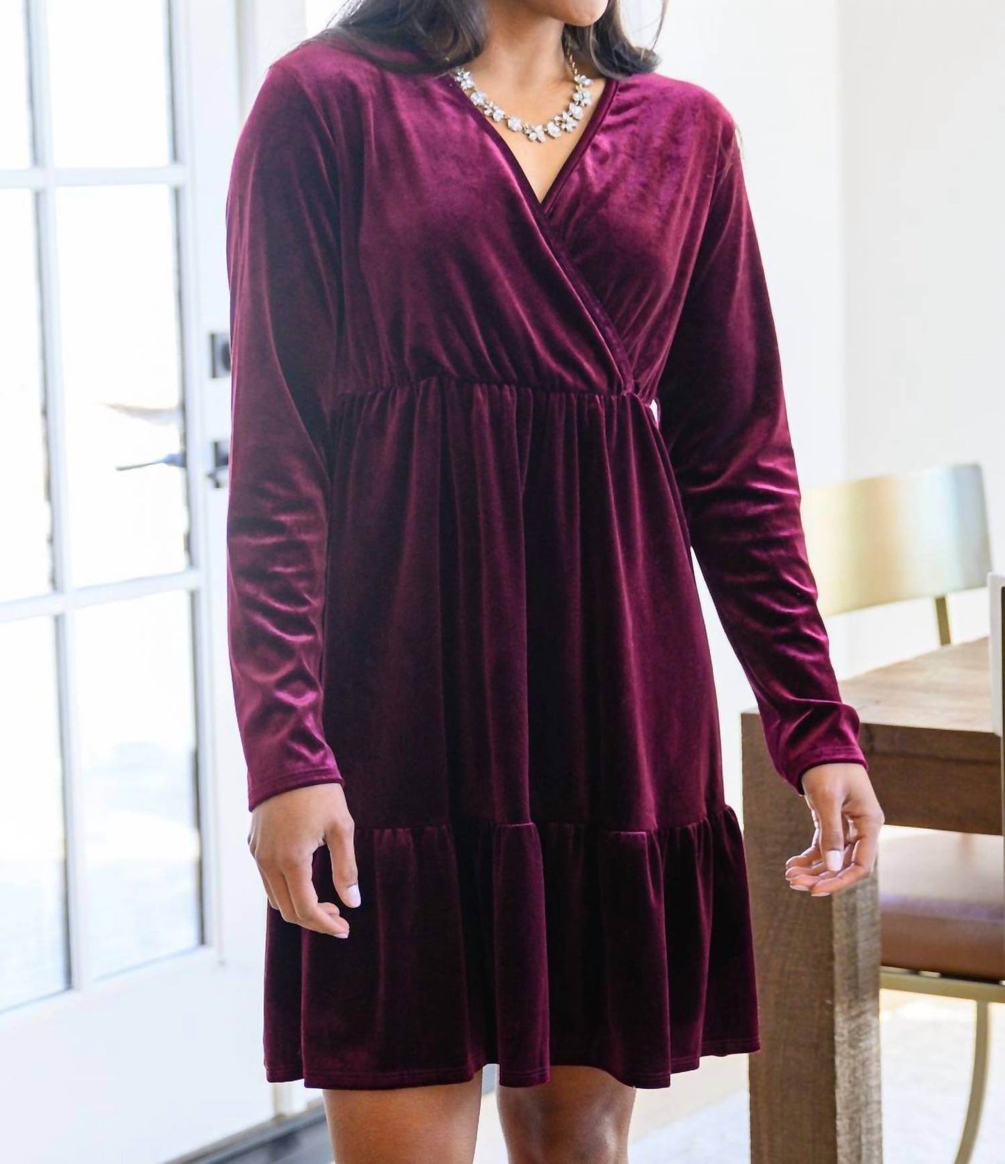 Ave Shops - Jentsyn Velvet V-Neck Dress - Rack Hunt -