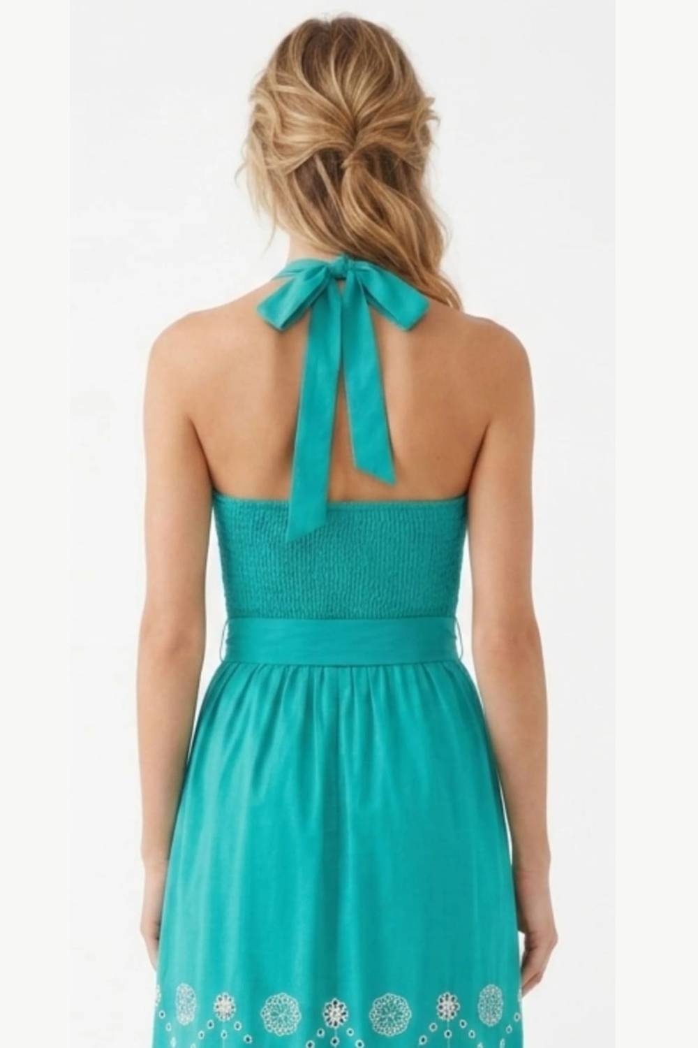 Jade Eyelet Embroidered Sleeveless Maxi Dress