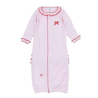 Girl's Candy Cane Ruffle Long Sleeve Converter Gown