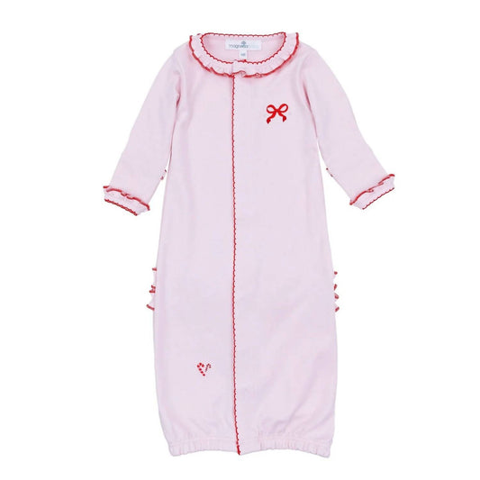 Girl's Candy Cane Ruffle Long Sleeve Converter Gown