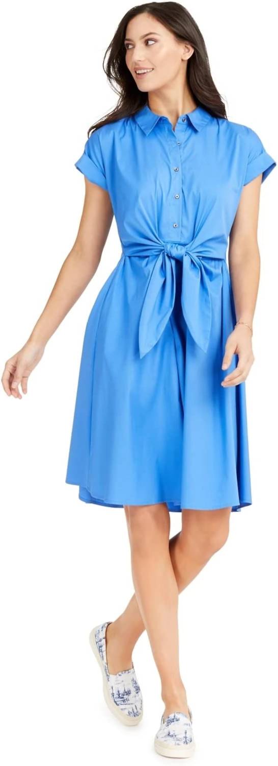 Cotton Tie Waist Fit And Flare Dress
