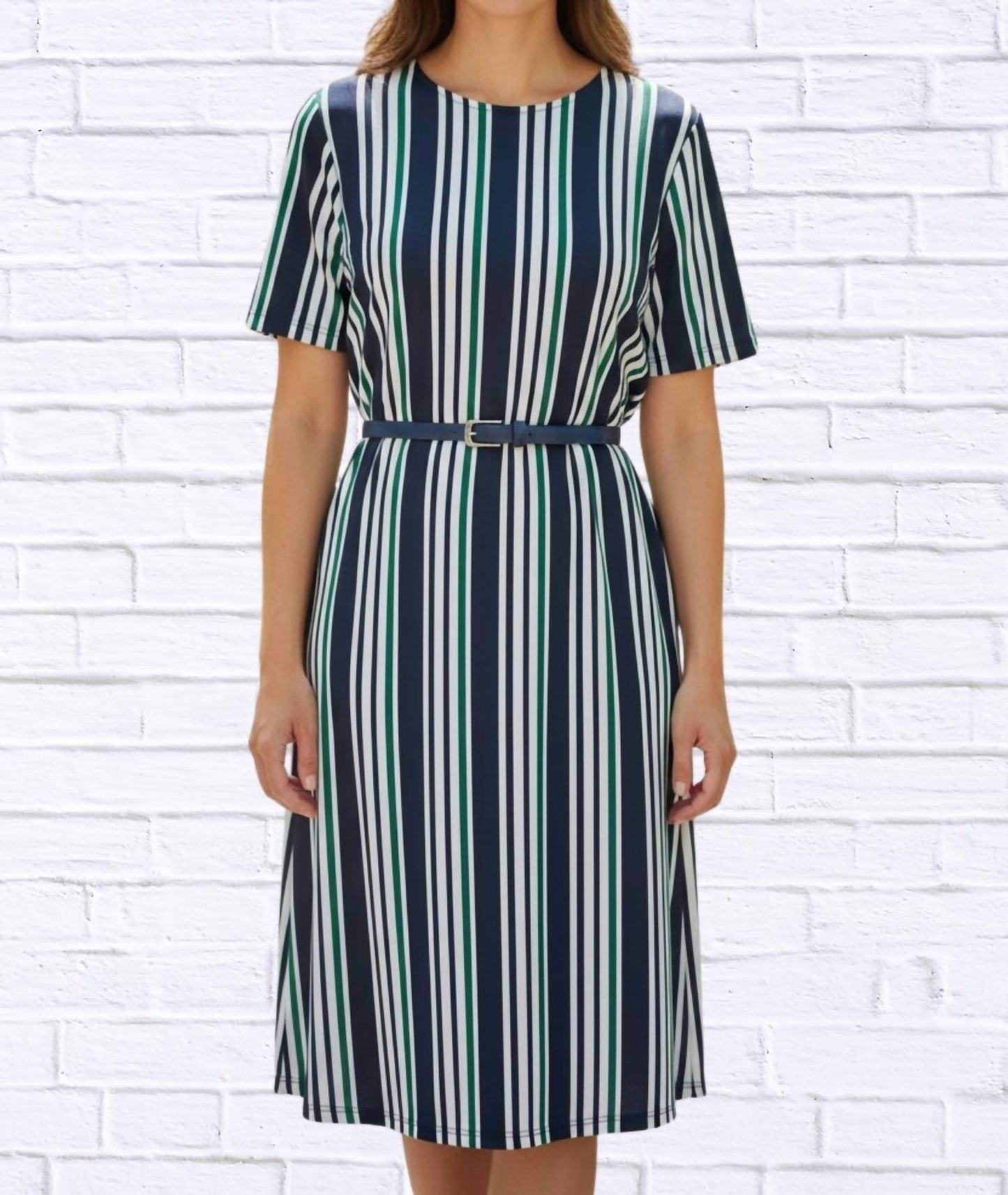 Calypso - Striped Knit Bon Bon Dress - Rack Hunt -