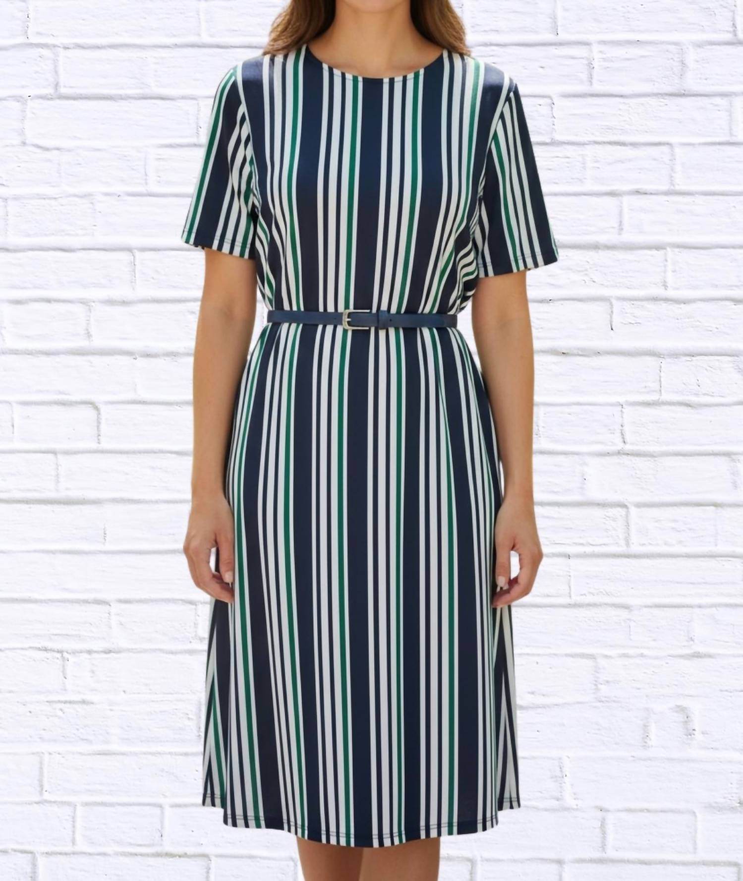 Calypso - Striped Knit Bon Bon Dress - Rack Hunt -