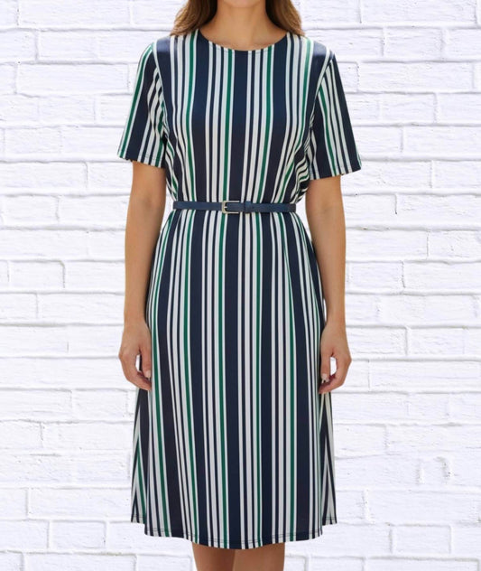 Calypso - Striped Knit Bon Bon Dress - Rack Hunt -