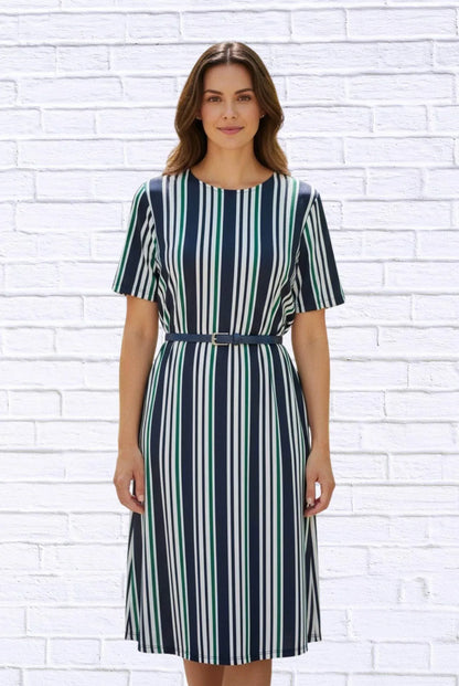 Calypso - Striped Knit Bon Bon Dress - Rack Hunt