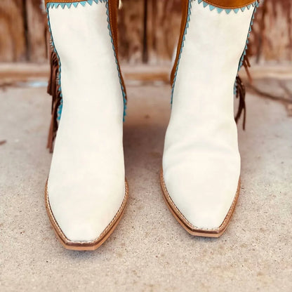 ARider - Women's Fringe Denim Boots With Conchos - Rack Hunt