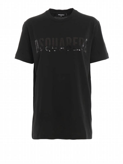 Women's Sequined Logo Detailed Cotton T-shirt