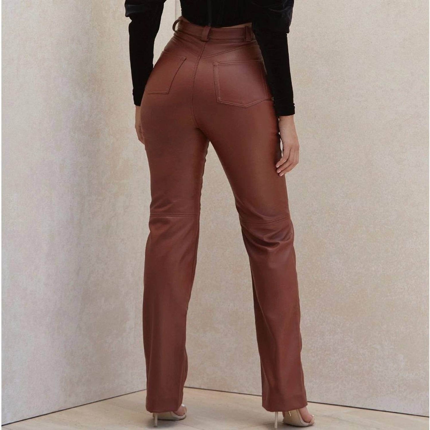 House of CB - Inaya High Waist Faux Leather Trousers Pants - Rack Hunt