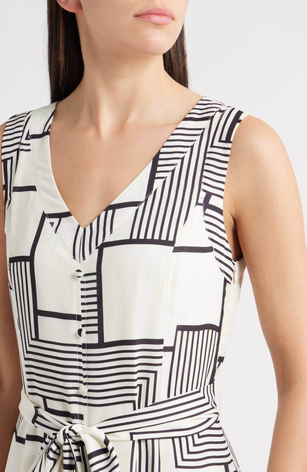 Zoe and Claire - Mixed Geometric Print Midi Dress - Rack Hunt