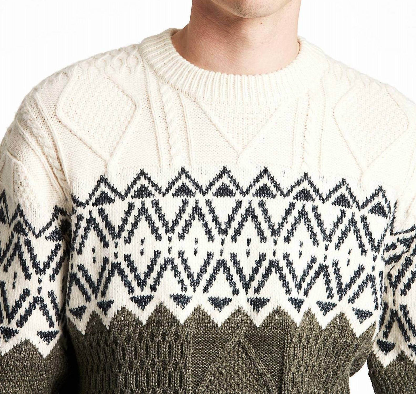 Lindbergh - Two Color Yolk Cable Knit Sweater - Rack Hunt -