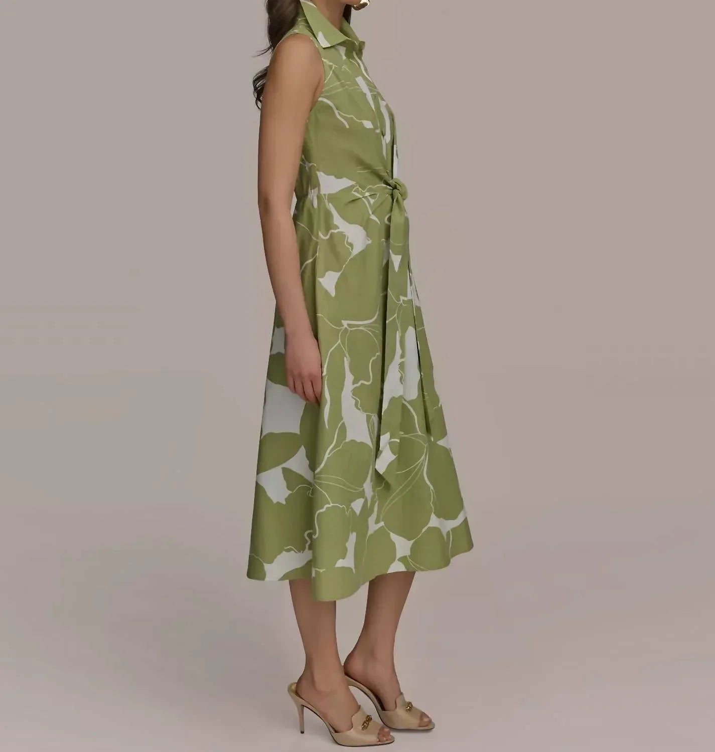 Donna Karan - Printed Linen Blend Shirt Dress - Rack Hunt