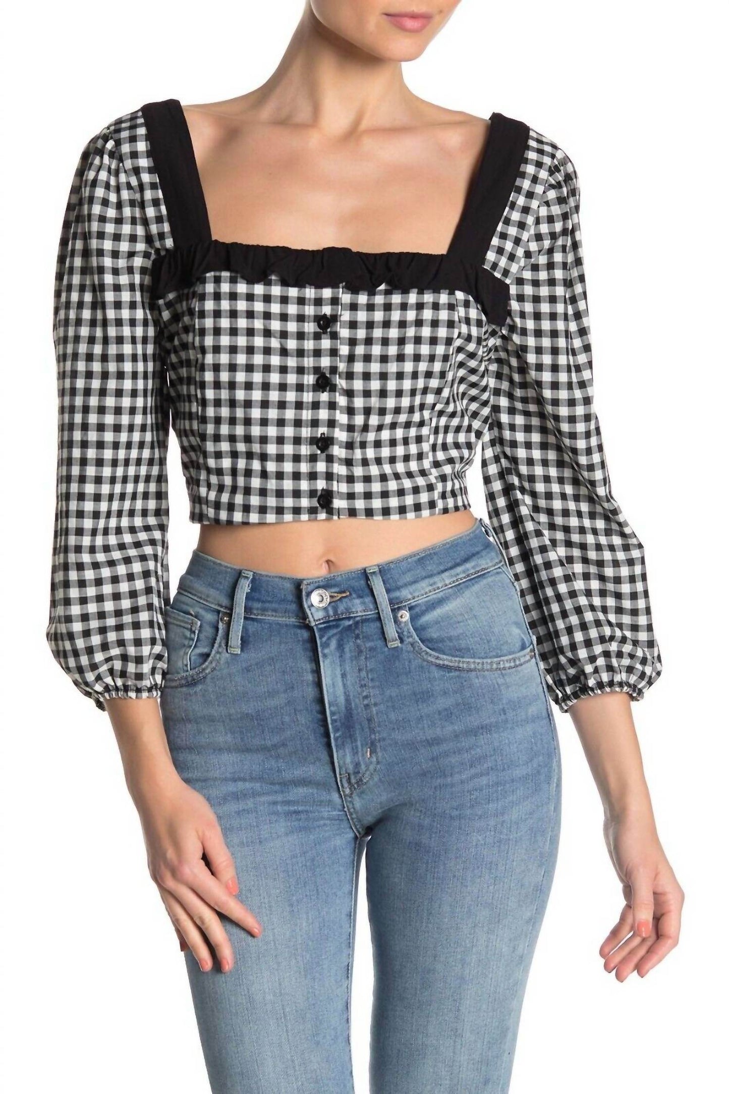 BCBGeneration - Crop Ruffled Gingham Top - Rack Hunt -