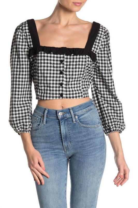 BCBGeneration - Crop Ruffled Gingham Top - Rack Hunt -