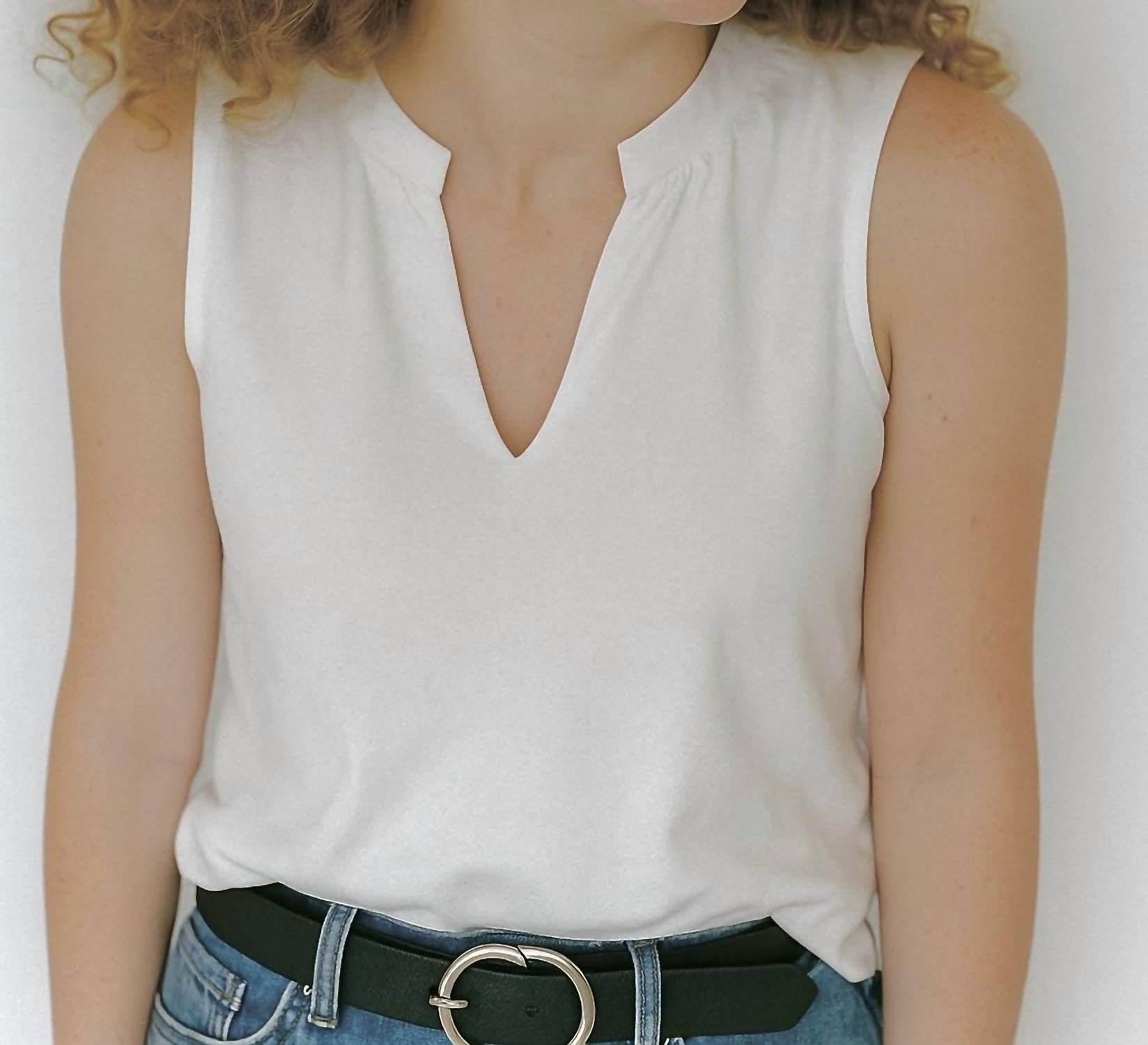 SHANNALEE - 100% COTTON CUT NECK A-LINE TOP - Rack Hunt -