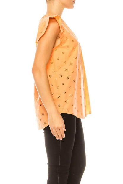 Grand & Greene - Floral Eyelet Cap Sleeve Top - Rack Hunt