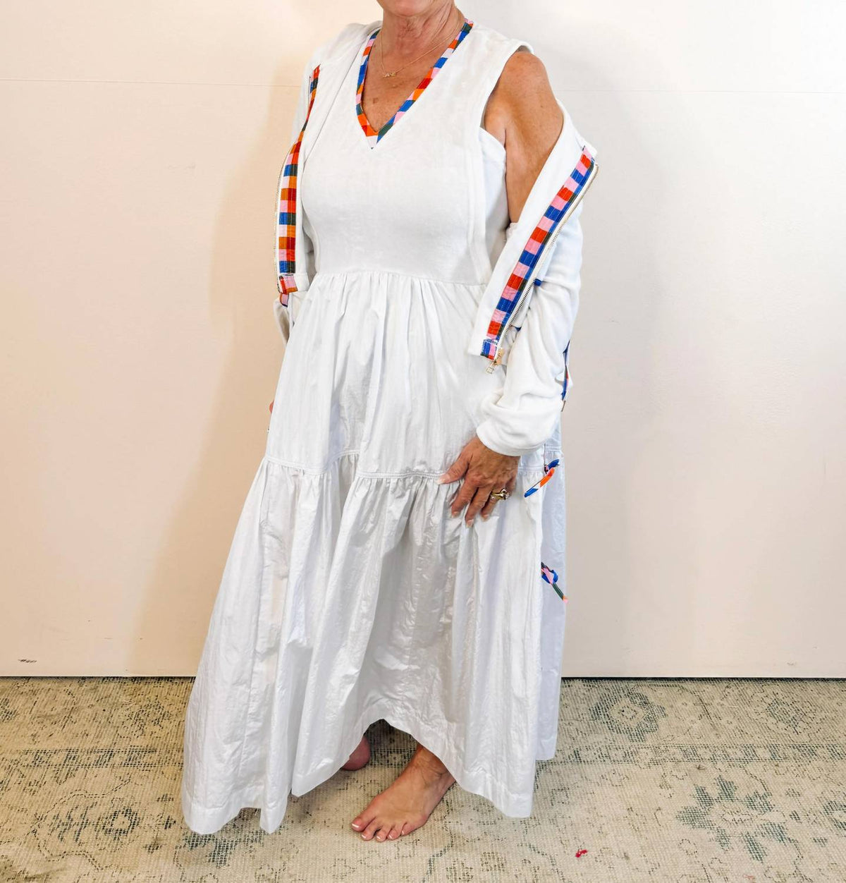 Colonial Madras French Terry Midi Dress