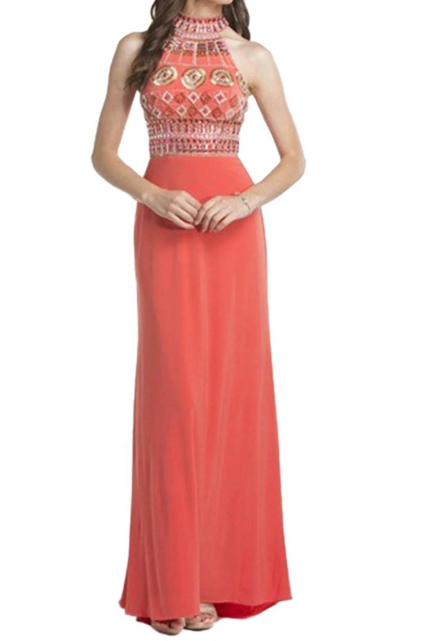 Aspeed Design - High Neck Beaded Bodice Jersey Gown - Rack Hunt -