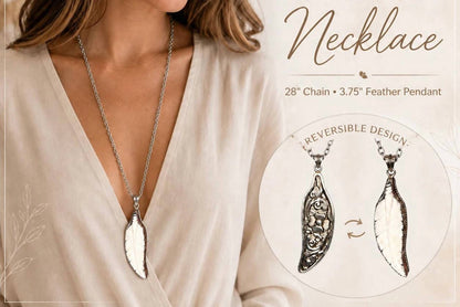 Women's Reversible Feather Pendant Necklace