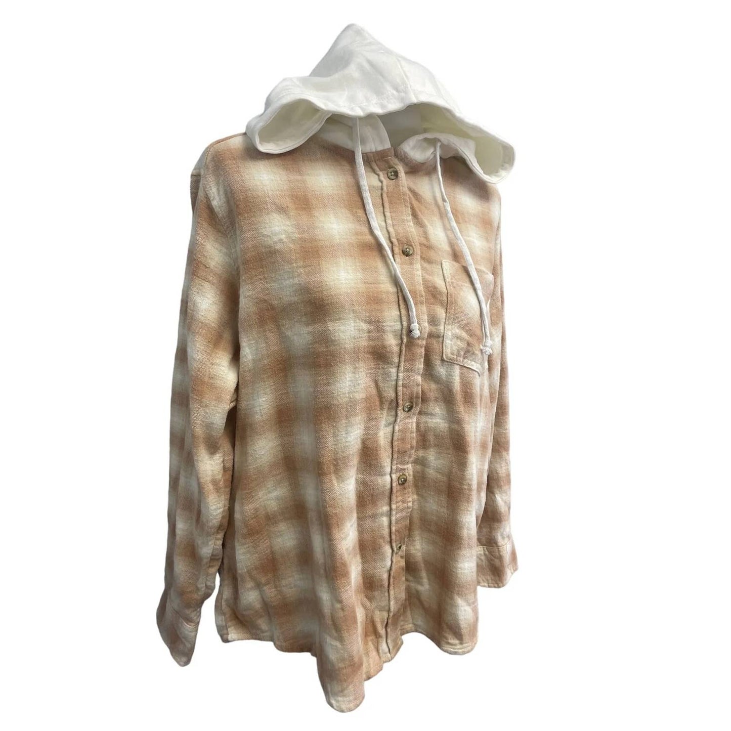 Long Sleeve Plaid Flannel Hoodie