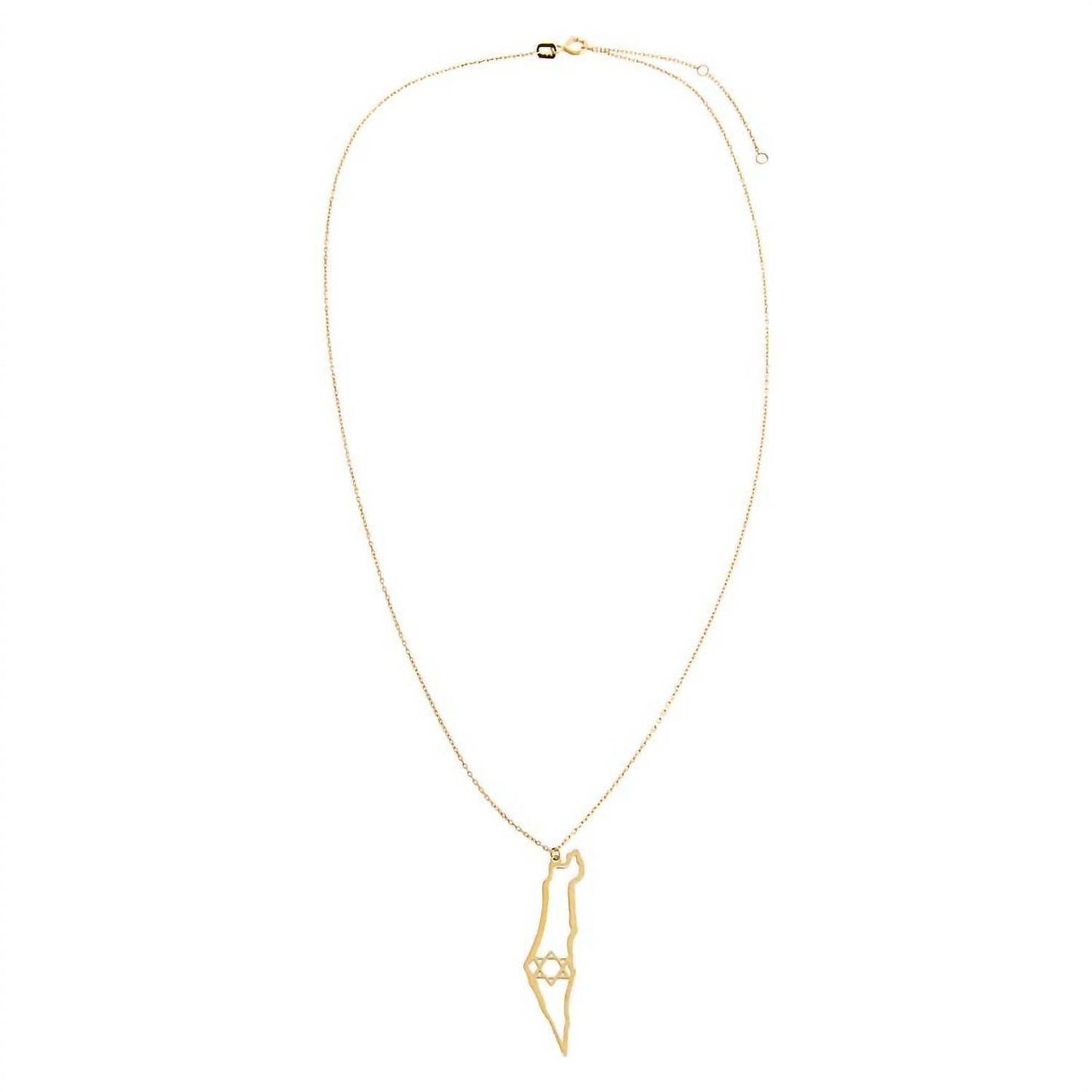 Adina Eden - Cutout Star Of David Map Of Israel Necklace 14K - Rack Hunt -