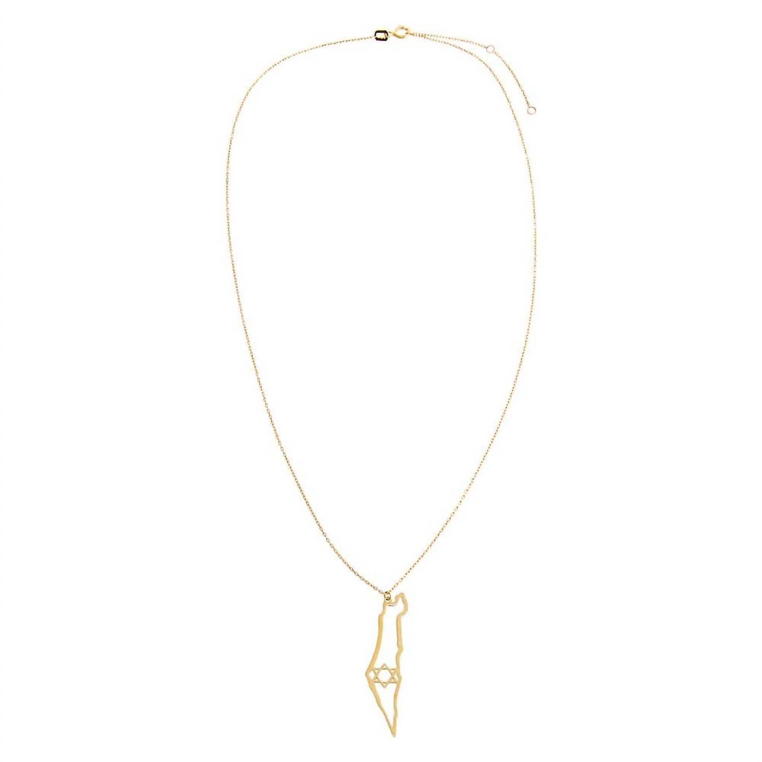 Adina Eden - Cutout Star Of David Map Of Israel Necklace 14K - Rack Hunt -