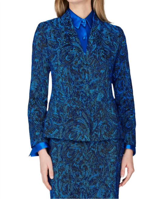Paisley Stretch Jacquard Fitted Jacket
