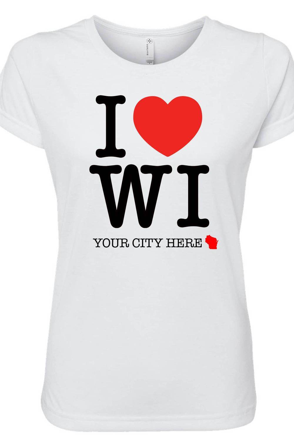 Wi-Wear - Women's I Love/heart Wisconsin Ripon Ladies T-shirt - Rack Hunt -
