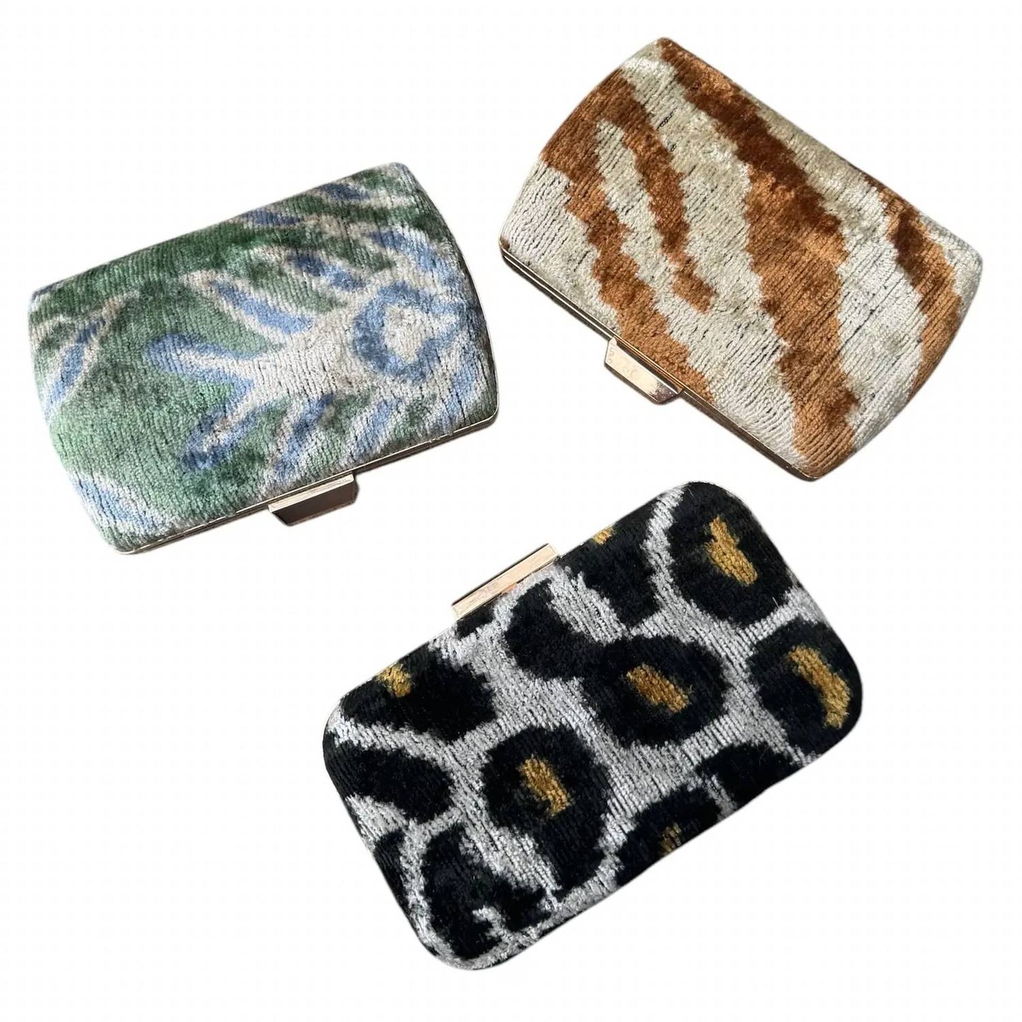 Women's Silk Velvet Ikat Box Clutch
