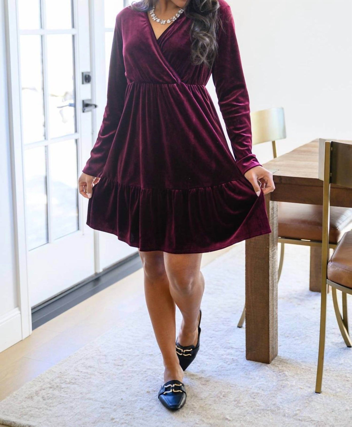 Ave Shops - Jentsyn Velvet V-Neck Dress - Rack Hunt -