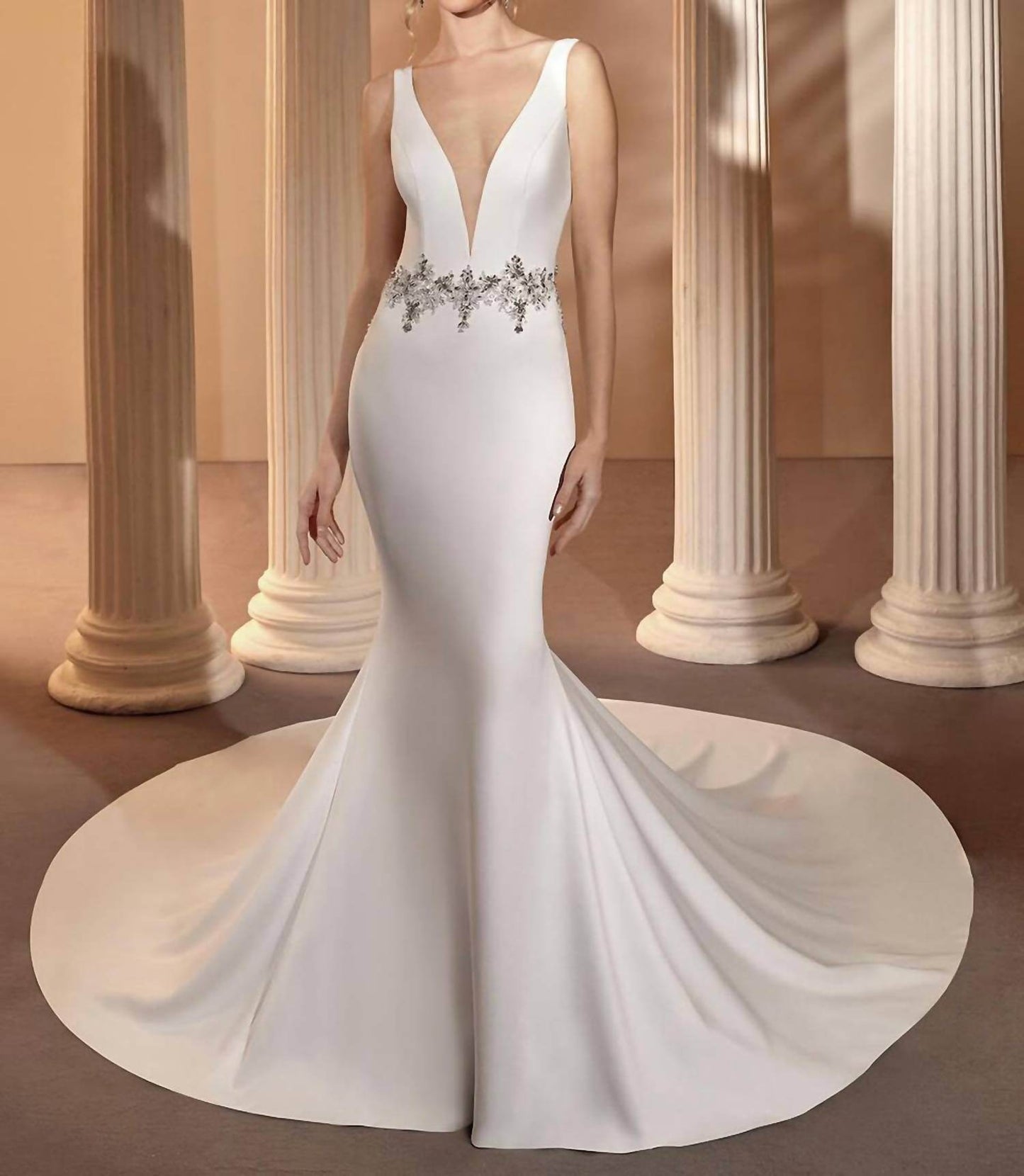 Demetrios - Crepe Plunging Sculptured Gown - Rack Hunt -