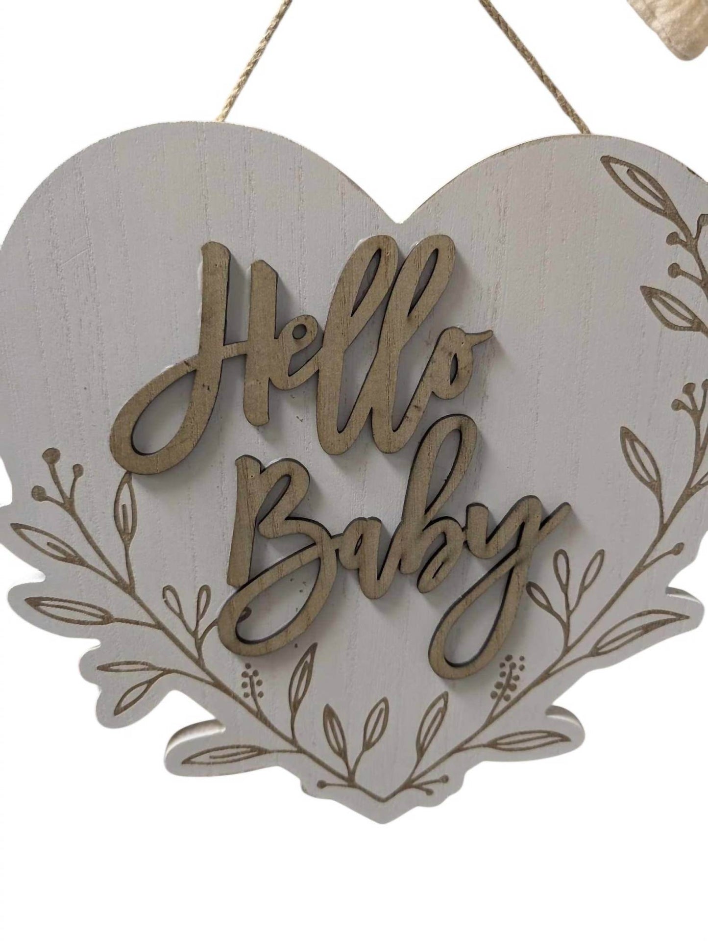 Young's Inc - Hello Baby Wood Heart Wall Sign - Rack Hunt -