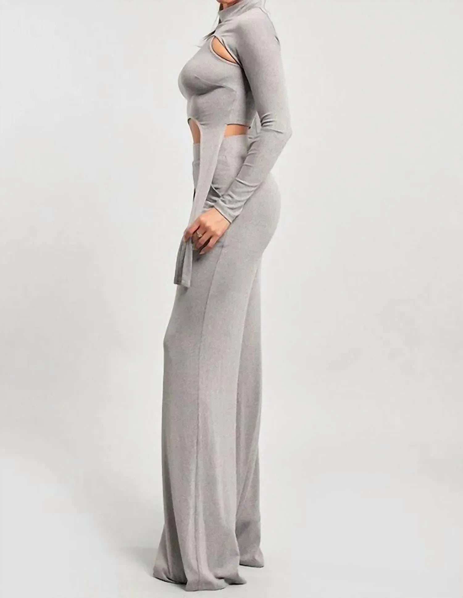 CELEBRITY PINK - Mock Neck Cropped Top Two Piece Pants Set - Rack Hunt