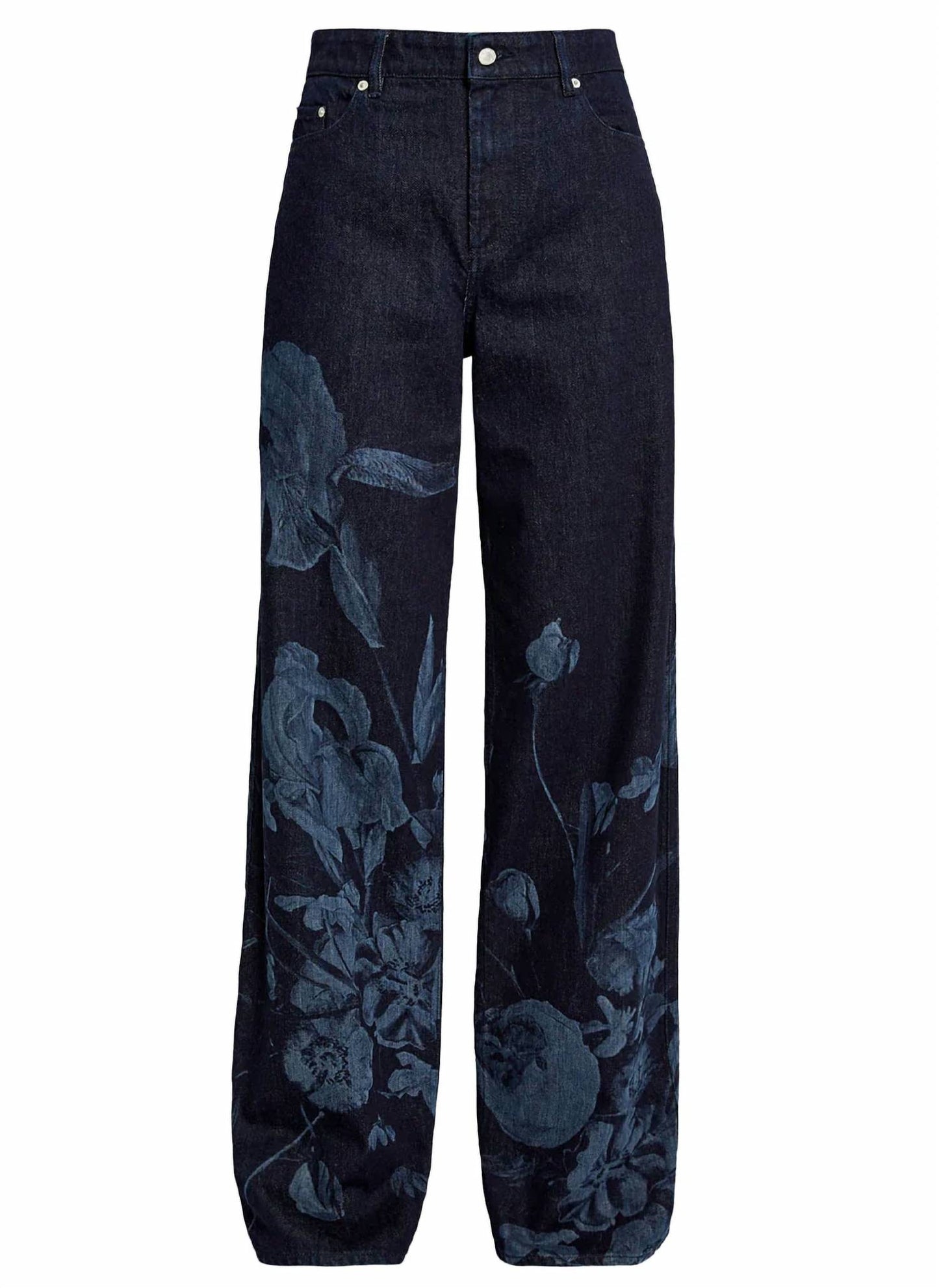 Floral Print Straight Leg Jeans