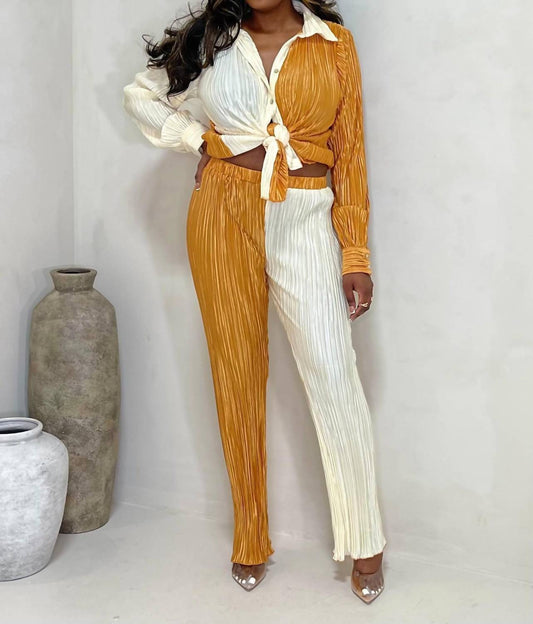 Half And Half Two-toned Plisse Set