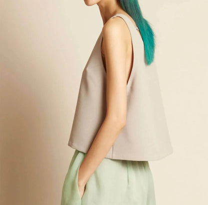 Kaarem - Fennel Sleeveless Back V Cropped Top - Rack Hunt