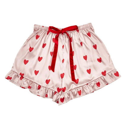 Women's Cropped Ruffle Short Set With Velvet Ties