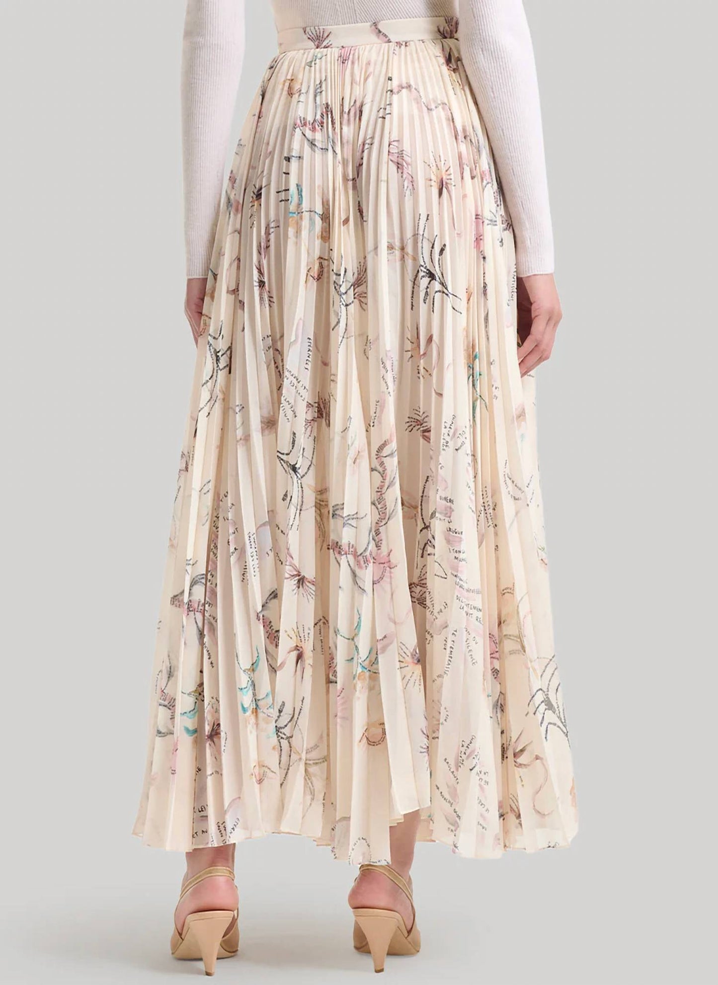 Sif Printed Tatoo Pleated Skirt