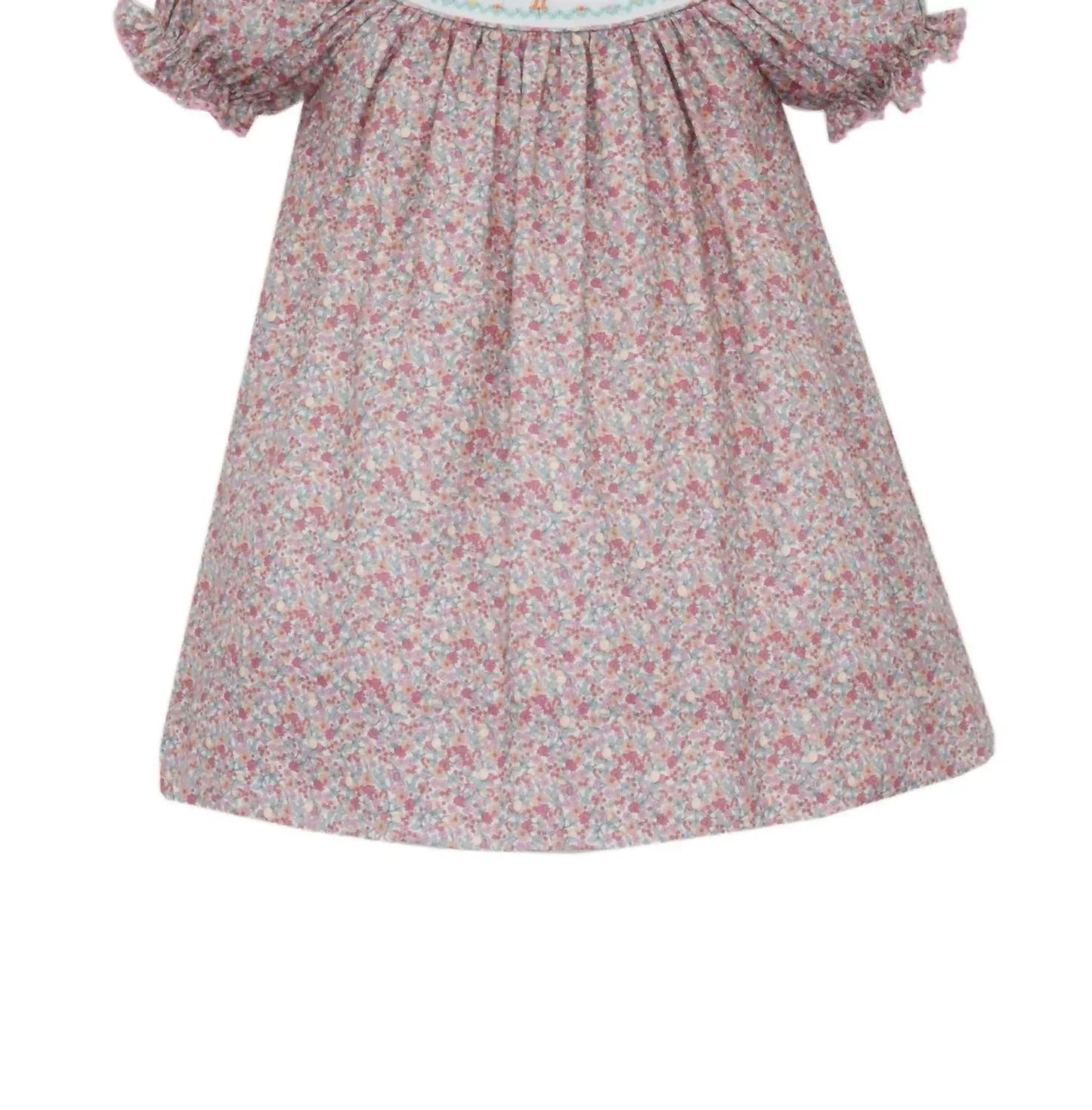 Anavini - Girl's Floral Turkey Girl Short Sleeve Smocked Bishop With Insert - Rack Hunt