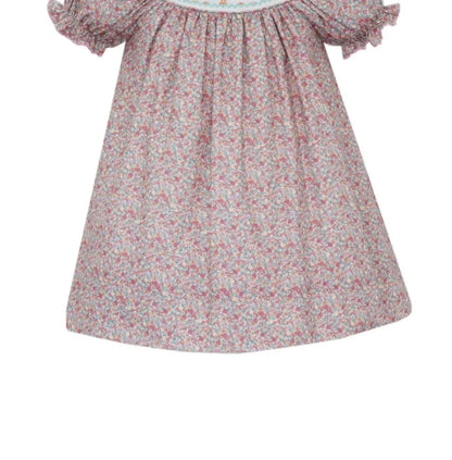 Anavini - Girl's Floral Turkey Girl Short Sleeve Smocked Bishop With Insert - Rack Hunt