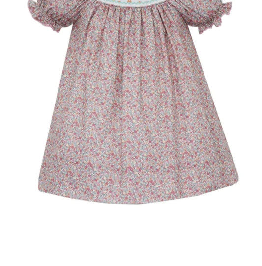 Anavini - Girl's Floral Turkey Girl Short Sleeve Smocked Bishop With Insert - Rack Hunt