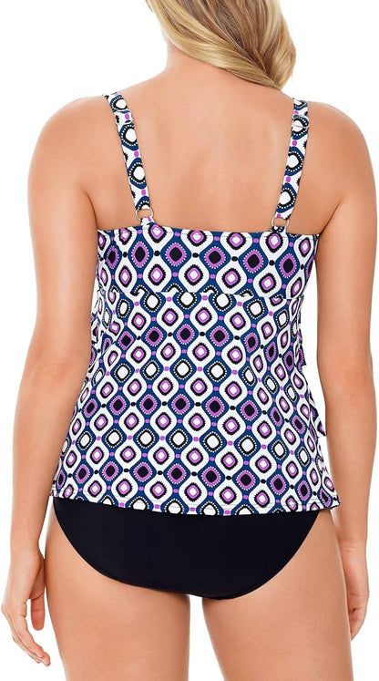 Printed Tiered Tummy Control One Piece Swimsuit