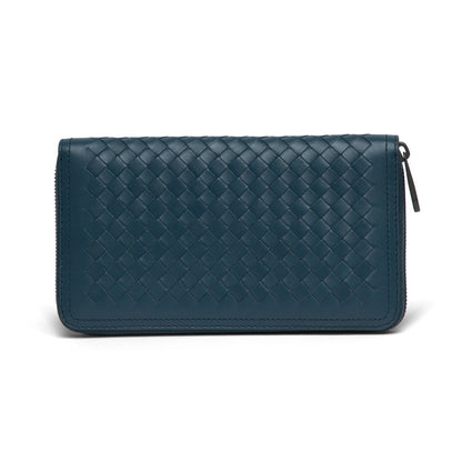 Unisex Zip Around Long Leather Wallet