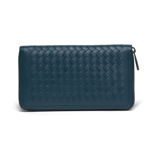 Unisex Zip Around Long Leather Wallet