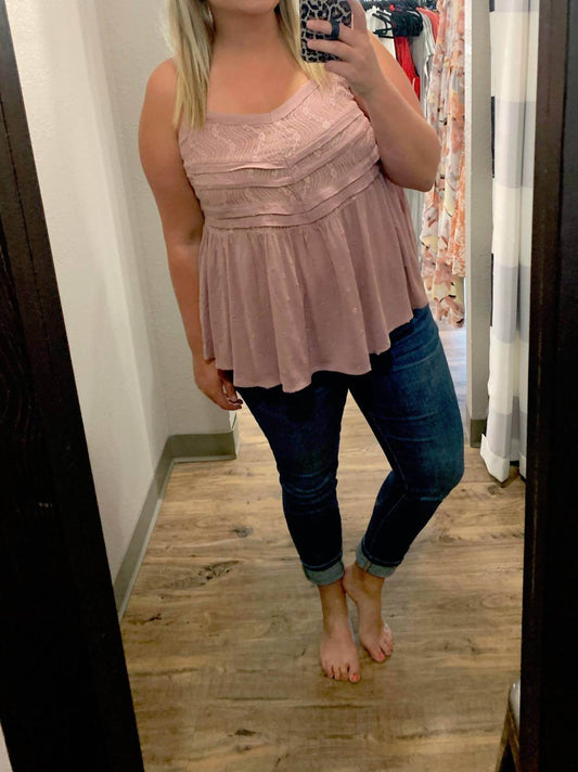 Bluheaven - Swiss Dot And Lace Mixed Tank Top - Rack Hunt -