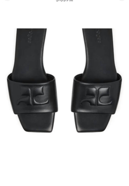 Women's Logo Patch Leather Slide Sandals