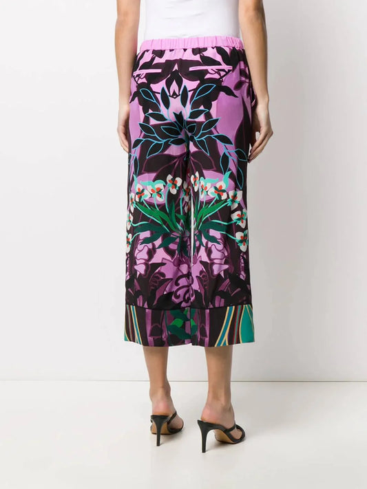 Valentino - Culottes With Orchid Print Pants - alternate view - Rack Hunt