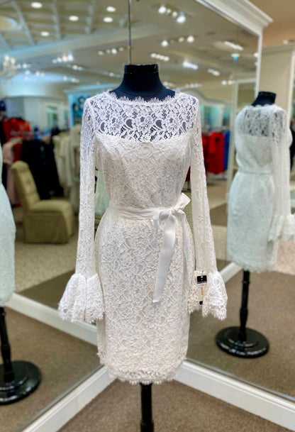 Lace Bell-sleeve Sheath Dress