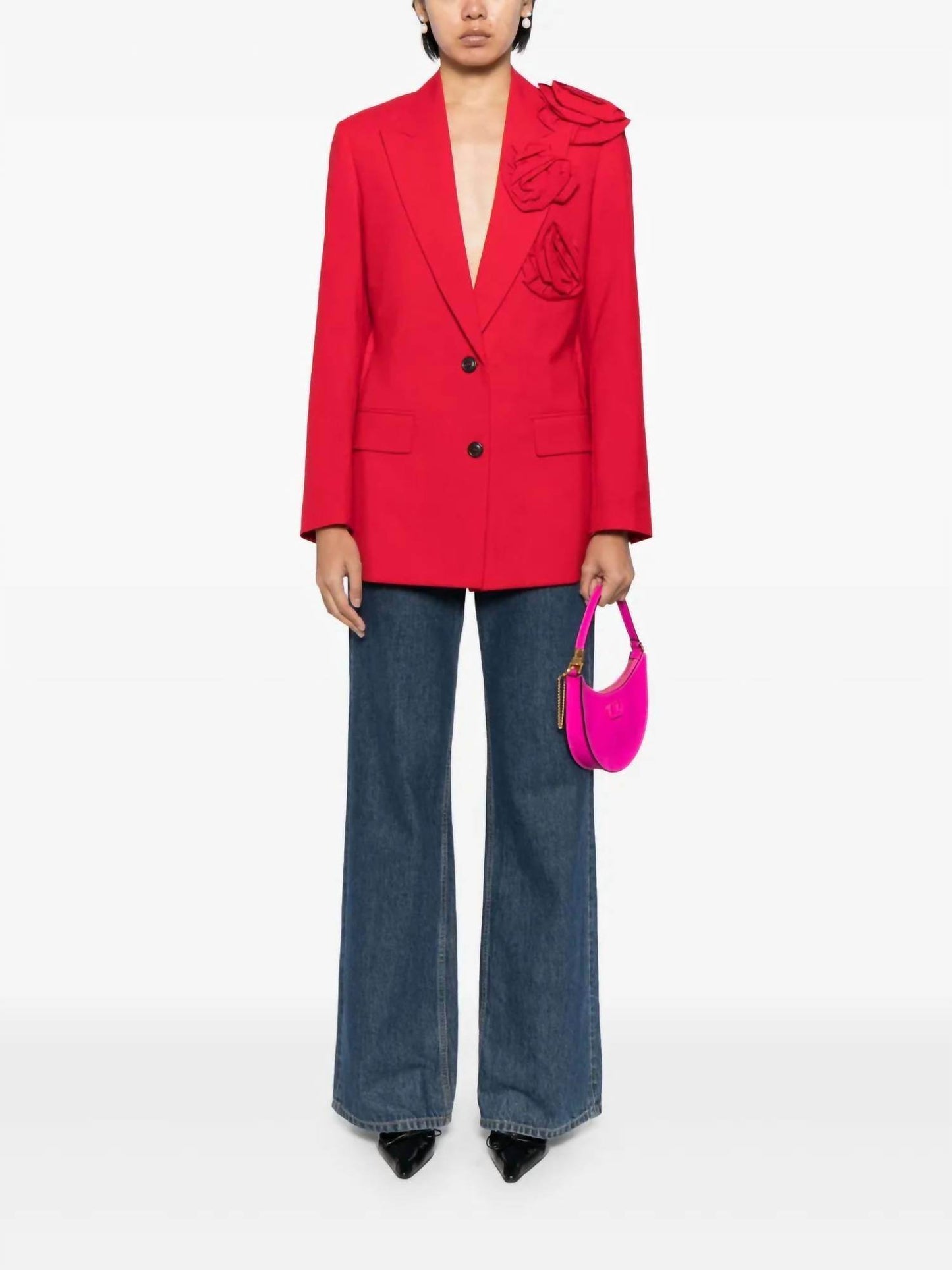 Valentino - Floral Appliqué V-neck Blazer - Rack Hunt