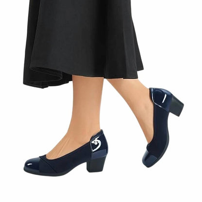 Women's Chunky Block Closed Toe Heels