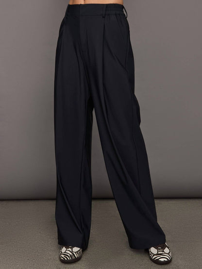 Stretch Woven Tailored Fit Wide Leg Pants